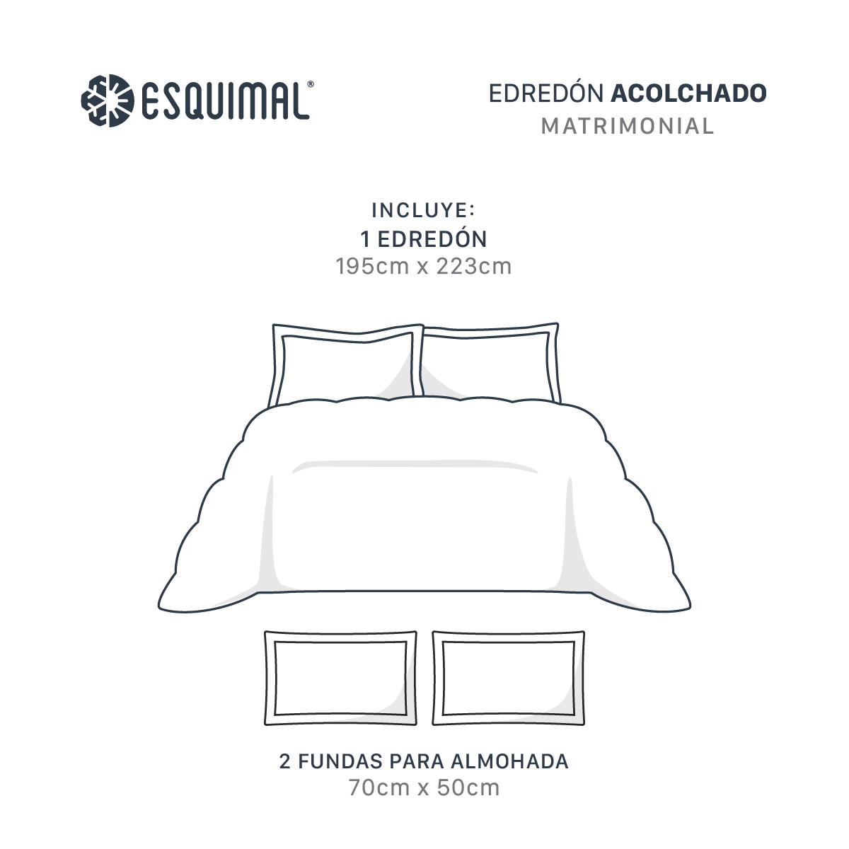 Foto 5 pulgar | Edredón Cobertor Invernal Esquimal Matrimonial Con Fundas De Almohada Azul Marino