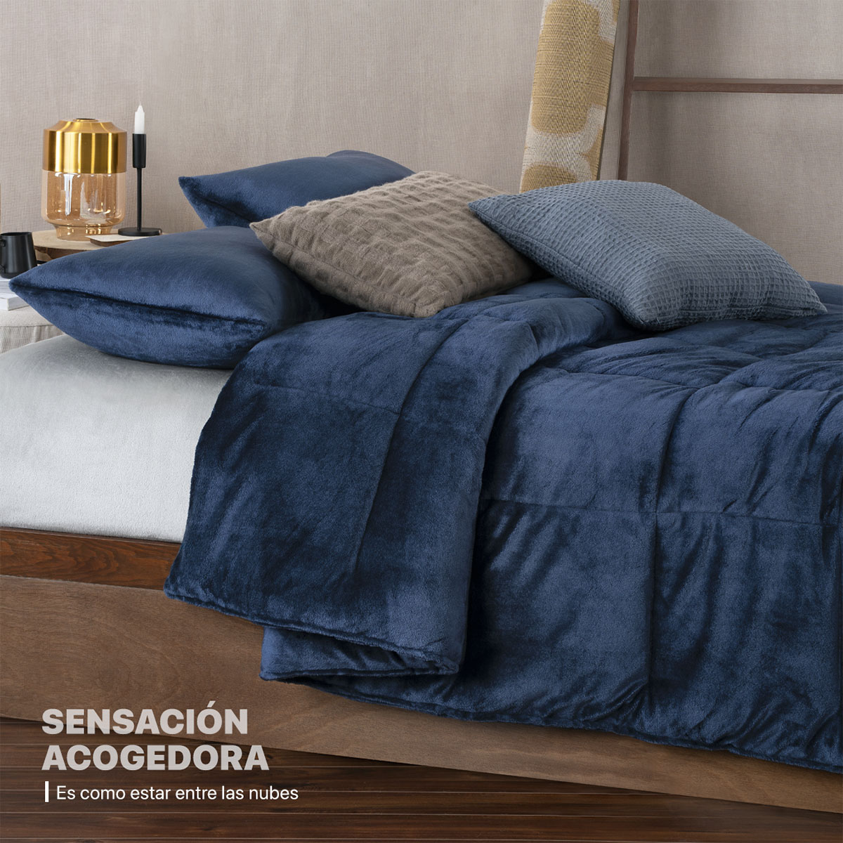 Foto 7 pulgar | Edredón Cobertor Invernal Esquimal Matrimonial Con Fundas De Almohada Azul Marino