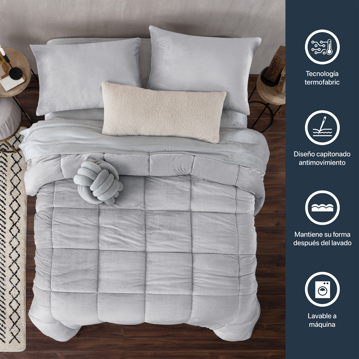 Foto 5 | Edredón Cobertor Invernal Esquimal Queen Size Con Fundas De Almohada Gris