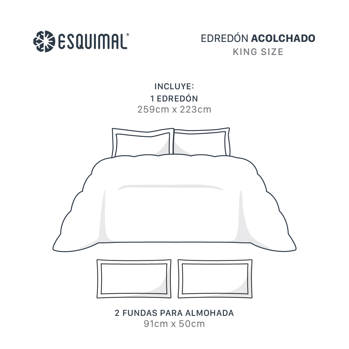 Foto 5 pulgar | Edredón Cobertor Invernal Esquimal King Size Con Fundas De Almohada Blanco