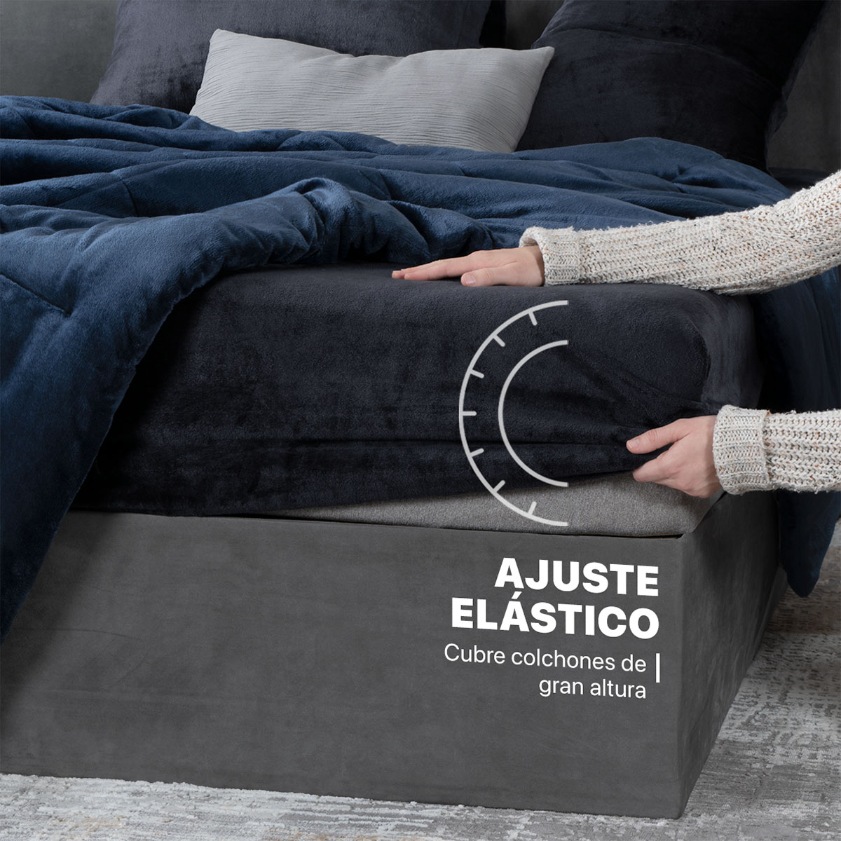 Foto 6 | Set Edredón Invernal Esquimal Individual Con Funda De Almohada Y Sábana De Cajón Azul Marino -gris