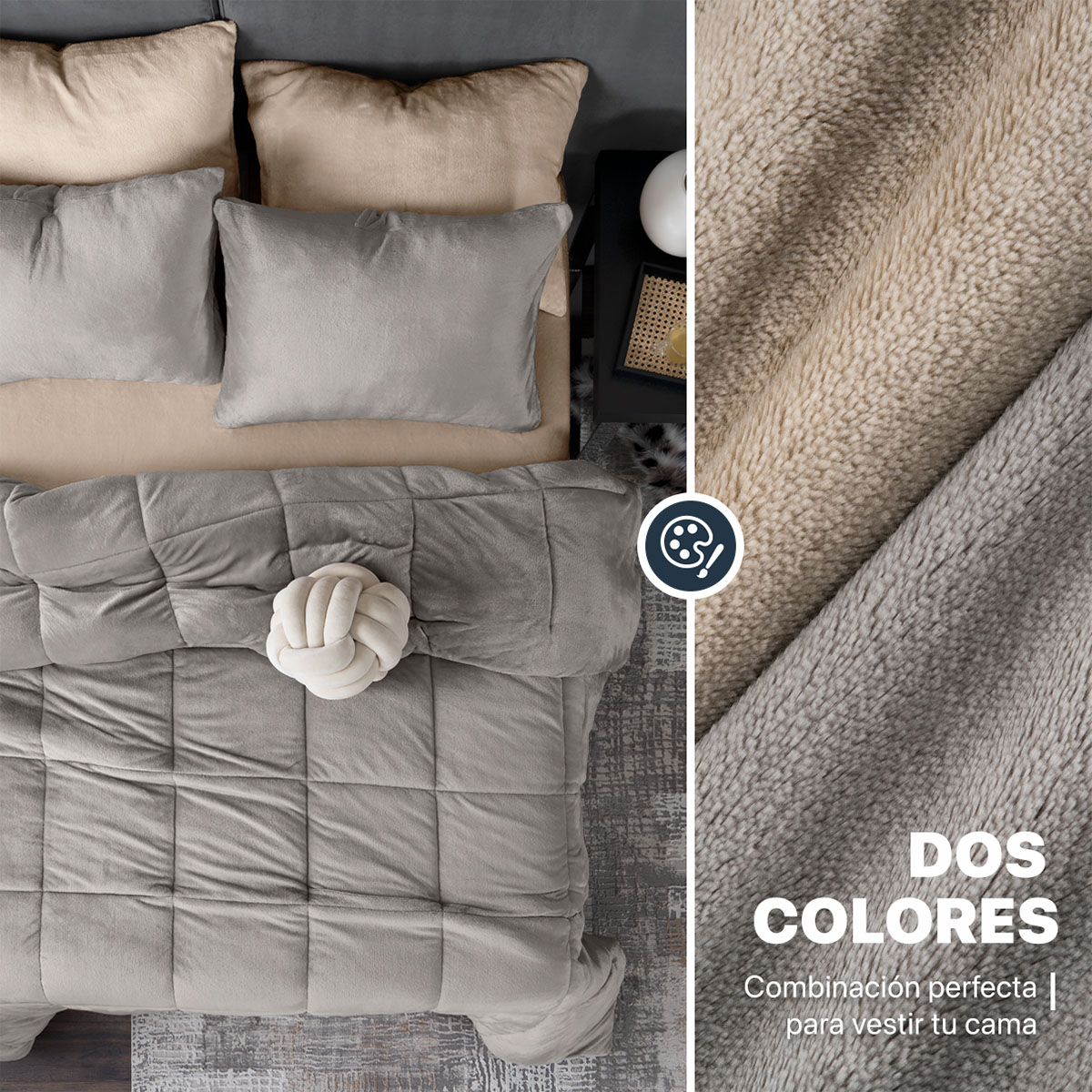 Foto 4 | Set Edredón Invernal Esquimal Queen Size Con Fundas De Almohada Y Sábana De Cajón Café - Beige