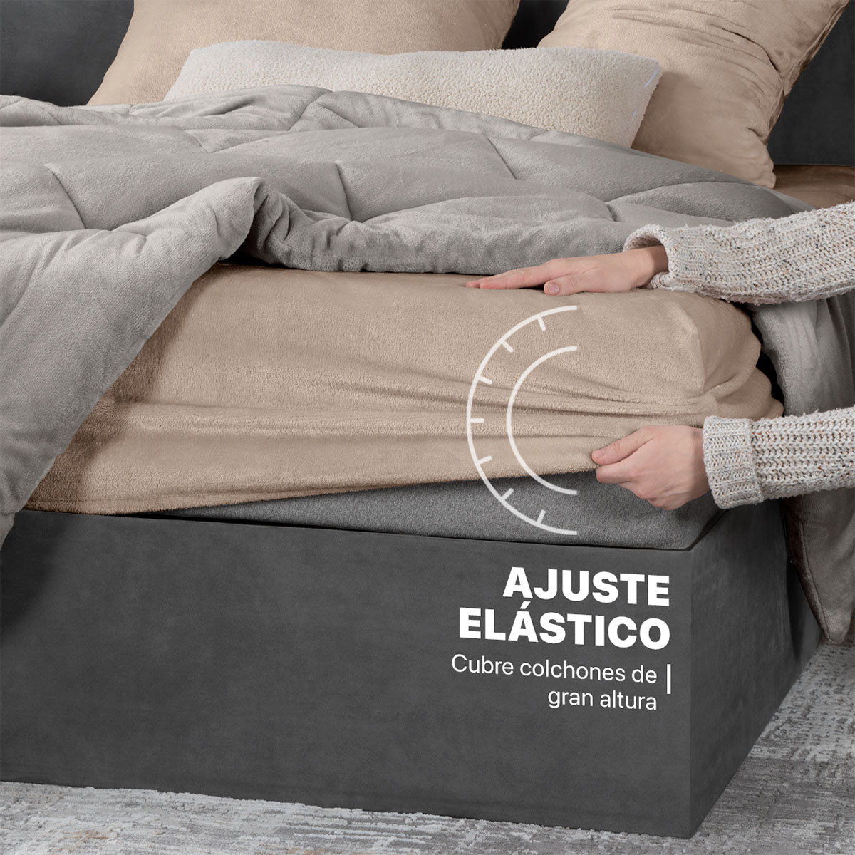 Foto 6 | Set Edredón Invernal Esquimal Queen Size Con Fundas De Almohada Y Sábana De Cajón Café - Beige