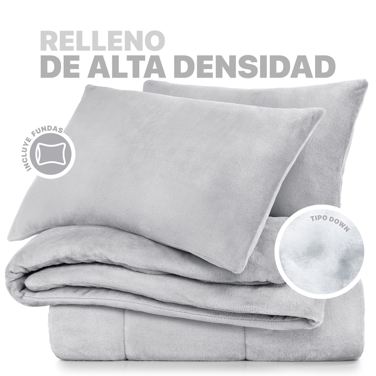 Foto 2 | Edredón Cobertor Invernal Esquimal Individual Con Funda De Almohada Gris