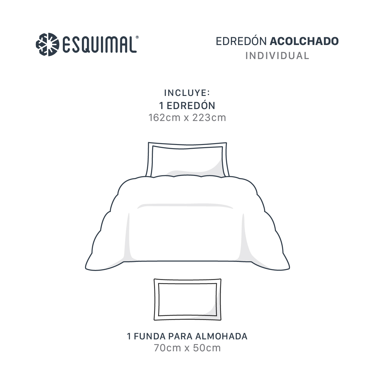 Foto 4 | Edredón Cobertor Invernal Esquimal Individual Con Funda De Almohada Gris