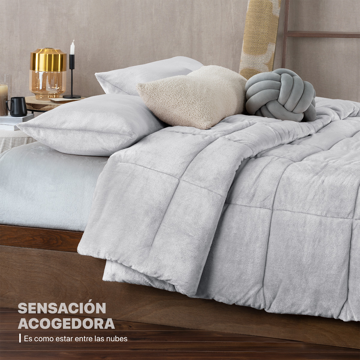 Foto 6 | Edredón Cobertor Invernal Esquimal Individual Con Funda De Almohada Gris