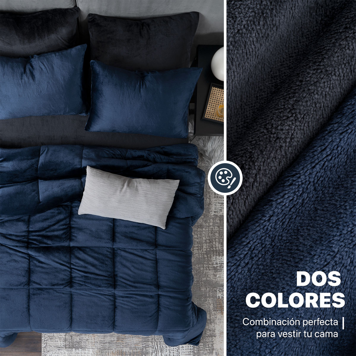 Foto 5 pulgar | Set Edredón Invernal Esquimal Queen Size Con Fundas De Almohada Y Sábana De Cajón Azul Marimo - Gris