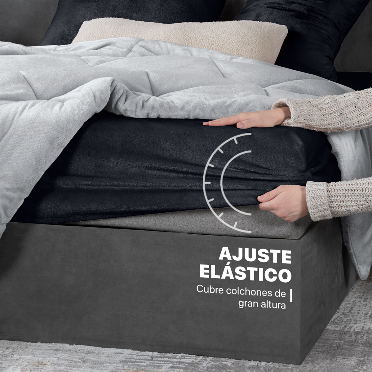 Foto 6 | Set Edredón Invernal Esquimal Matrimonial Con Fundas De Almohada Y Sábana De Cajón Gris - Gris Oscuro