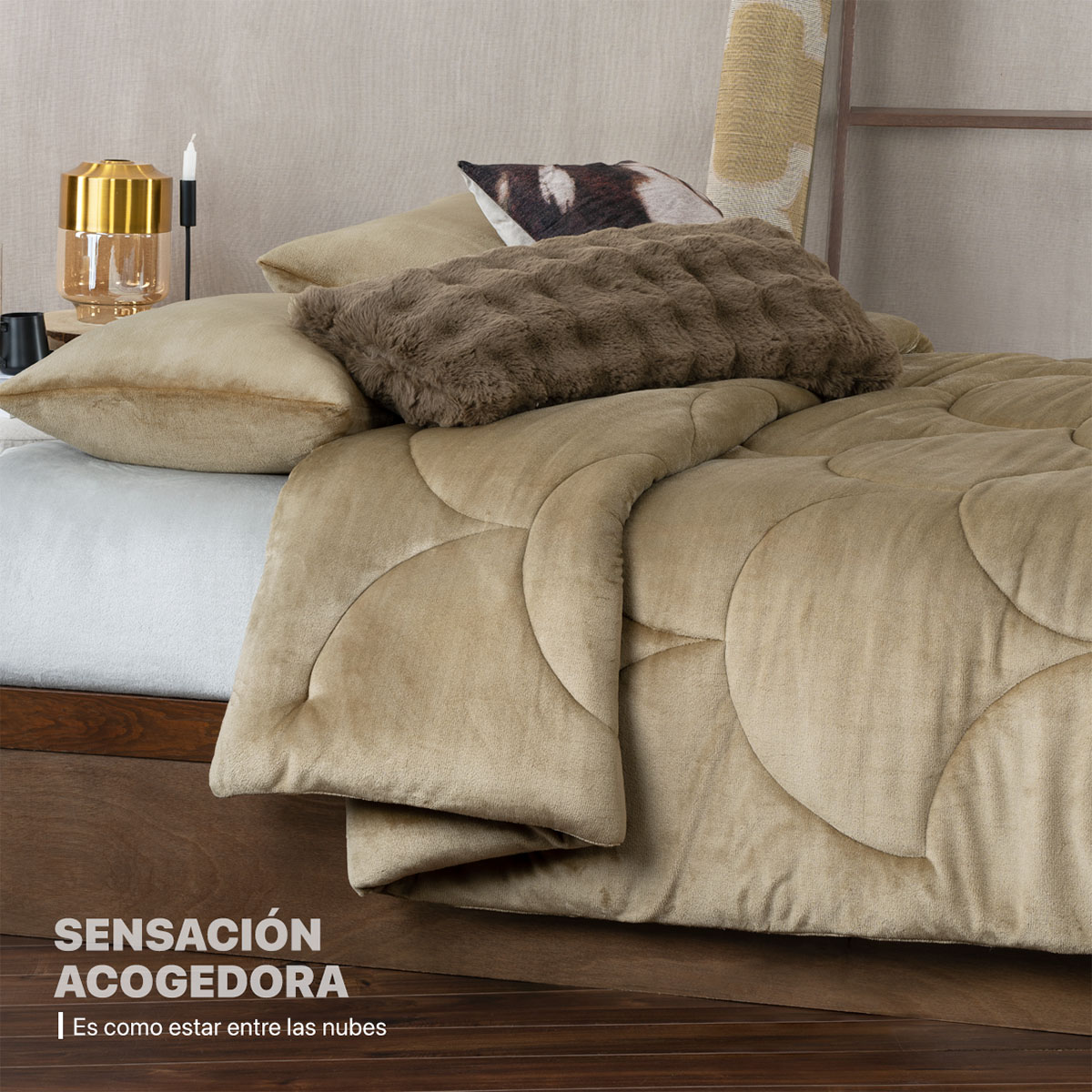 Foto 7 pulgar | Edredón Cobertor Invernal Esquimal Queen Size Con Fundas De Almohada Beige