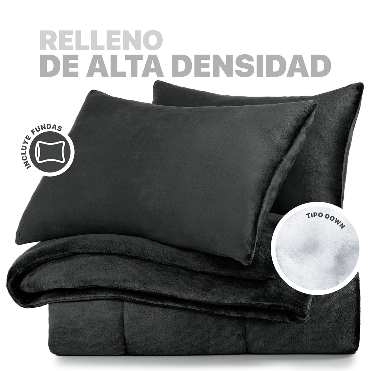 Foto 3 pulgar | Edredón Cobertor Invernal Esquimal Individual Con Funda De Almohada Negro