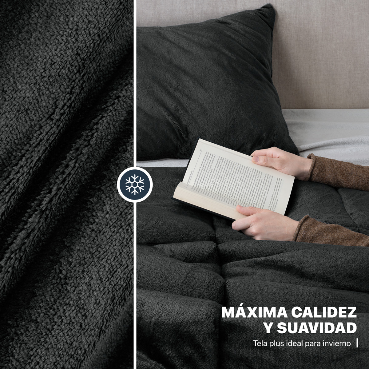 Foto 4 pulgar | Edredón Cobertor Invernal Esquimal Individual Con Funda De Almohada Negro