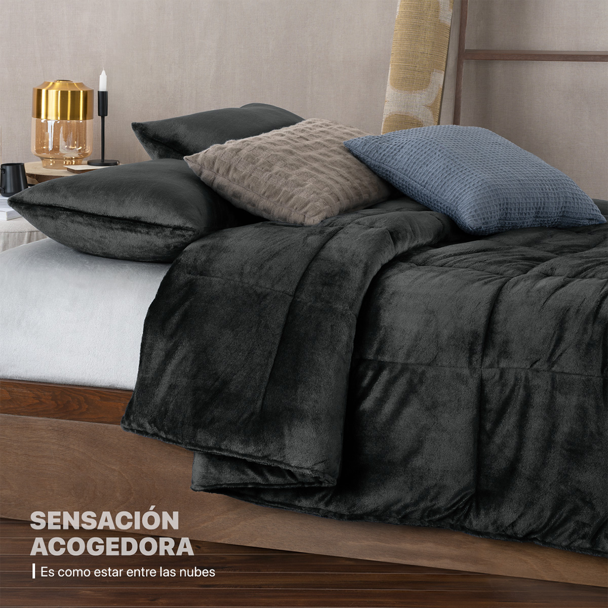 Foto 6 | Edredón Cobertor Invernal Esquimal Individual Con Funda De Almohada Negro