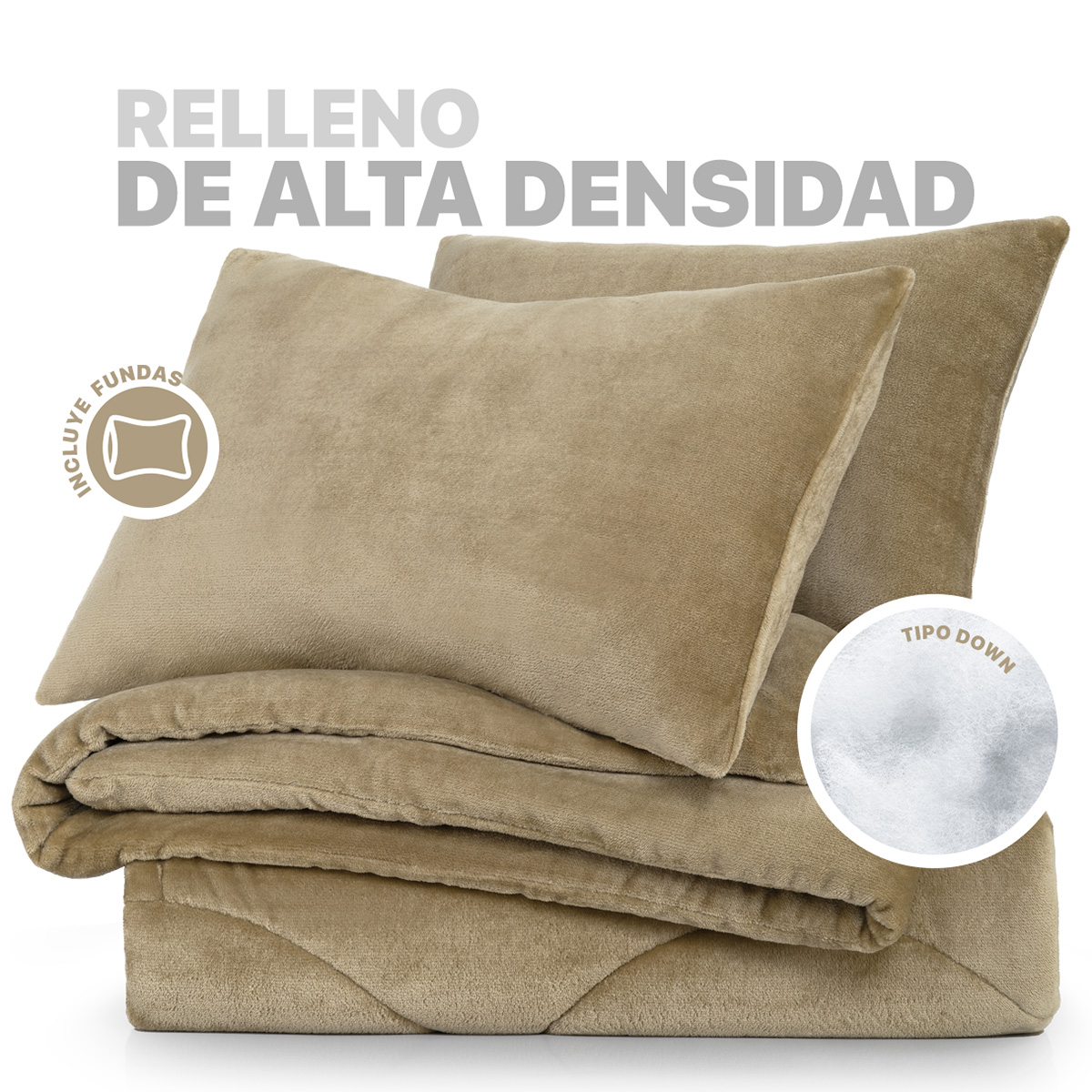 Foto 2 | Edredón Cobertor Invernal Esquimal Individual Con Funda De Almohada Beige