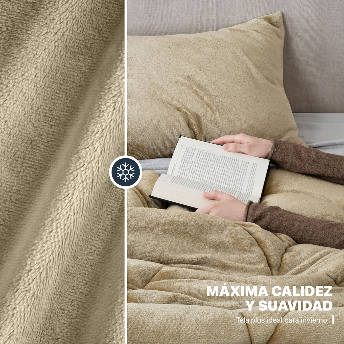 Foto 3 | Edredón Cobertor Invernal Esquimal Individual Con Funda De Almohada Beige