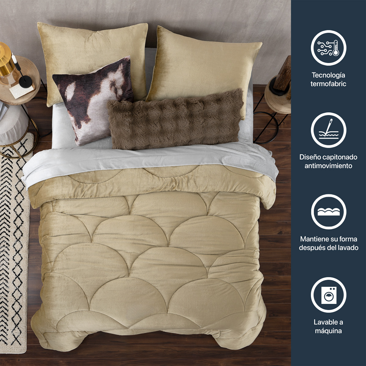 Foto 5 | Edredón Cobertor Invernal Esquimal Individual Con Funda De Almohada Beige