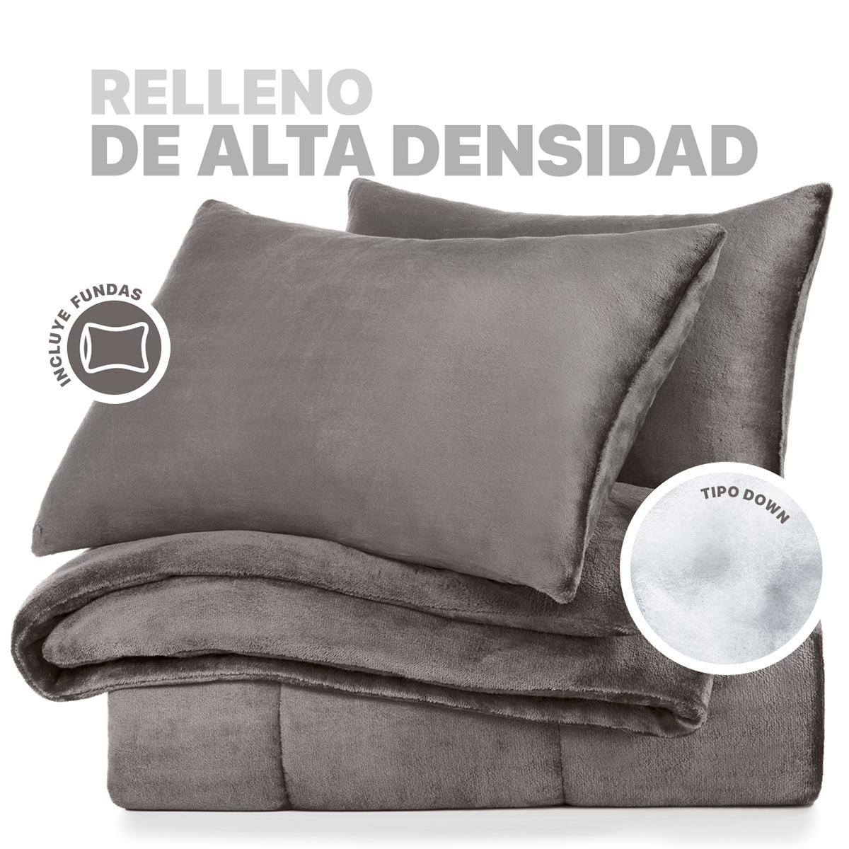 Foto 2 | Edredón Cobertor Invernal Esquimal Individual Con Funda De Almohada Café