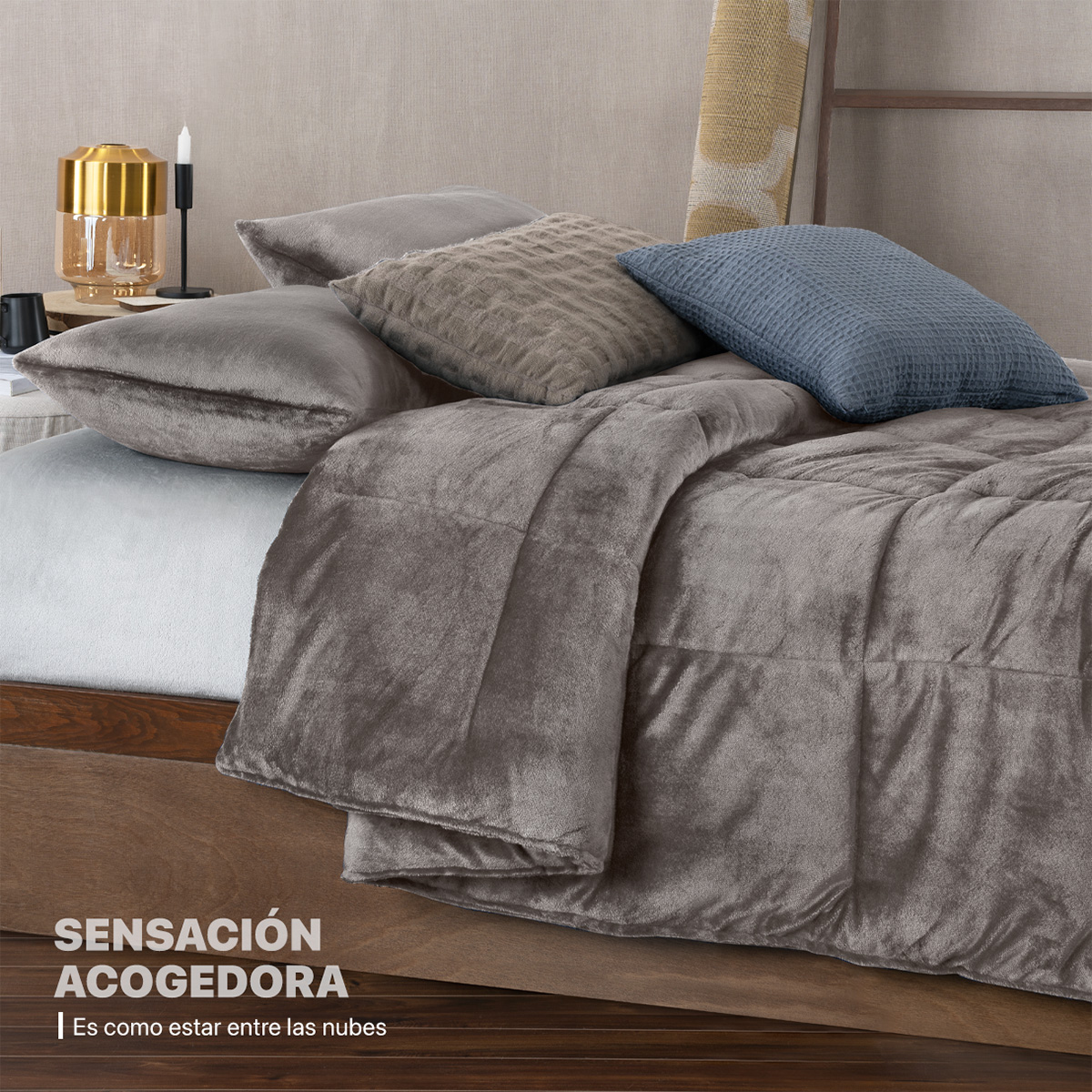 Foto 6 | Edredón Cobertor Invernal Esquimal Individual Con Funda De Almohada Café