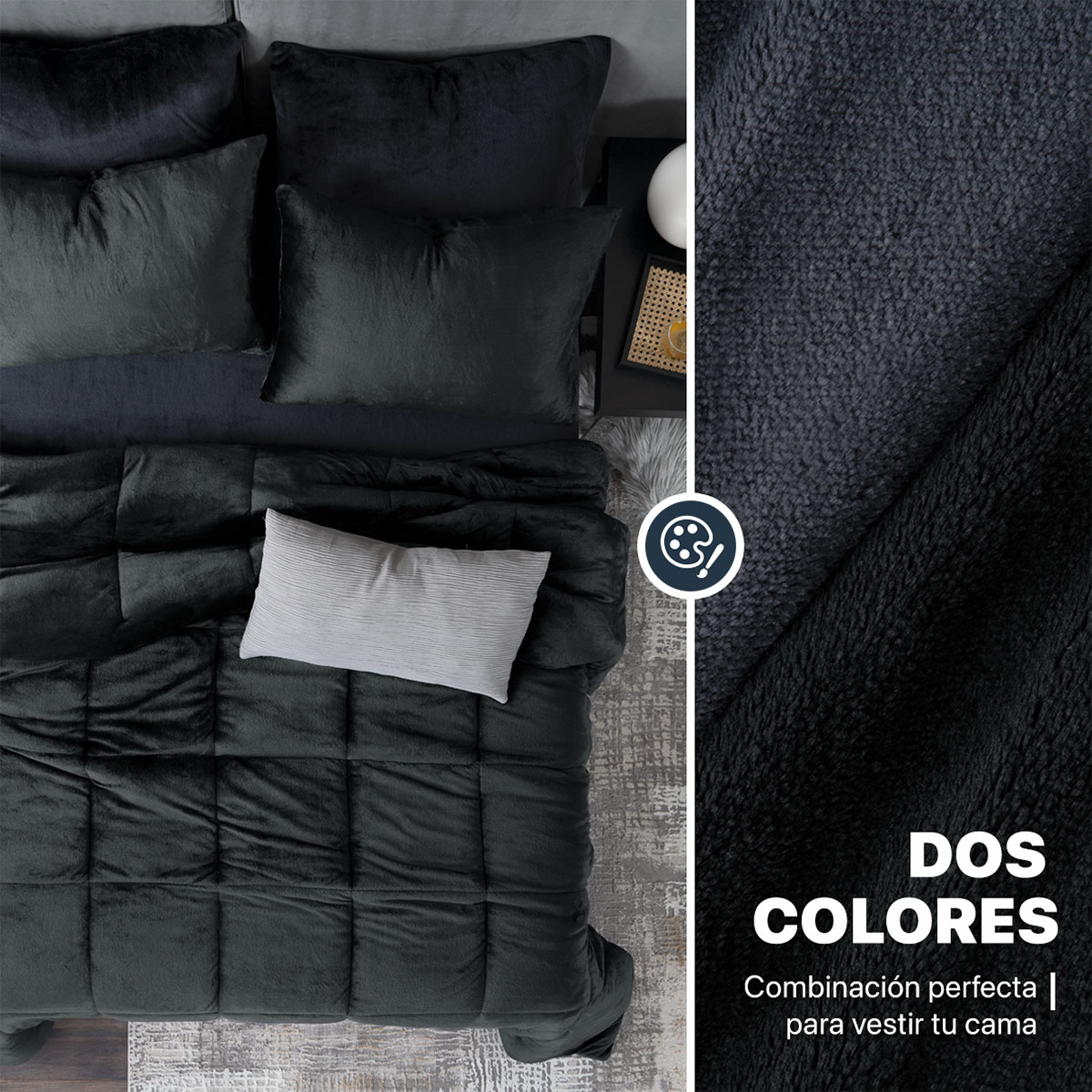 Foto 4 | Set Edredón Invernal Esquimal Queen Size Con Fundas De Almohada Y Sábana De Cajón Negro - Gris Oscuro