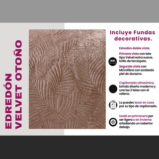 Foto 6 | Edredón Con Fundas Matrimonial Elefantito Hogar Otoño Color Biege Velvet/terciopelo