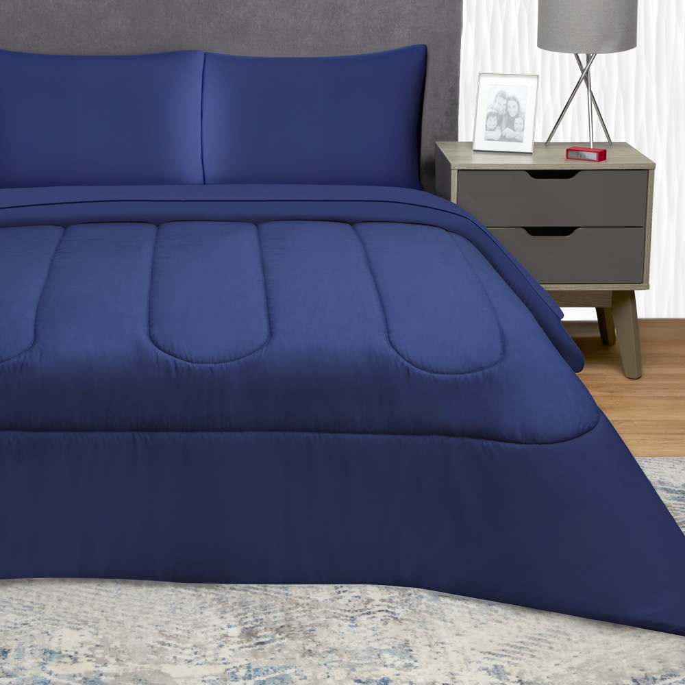 Foto 4 | Edredón Set King Size Elefantito Hogar Titanio Color Azul Extra Suave Con Sábanas  Dos Vistas