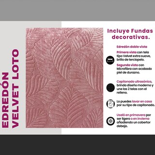 Foto 6 | Edredón Con Fundas King Size Elefantito Hogar Loto Color Rosa Velvet/terciopelo