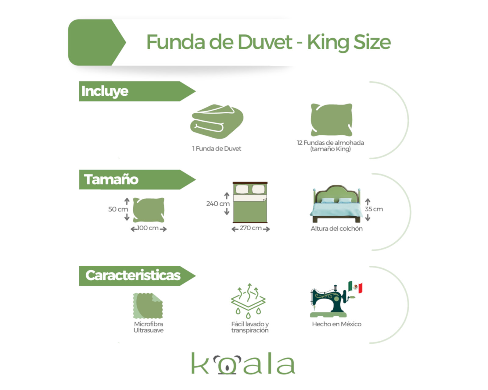 Foto 8 pulgar | Juego de Fundas de Duvet Koala Rebeca Oxford King Size