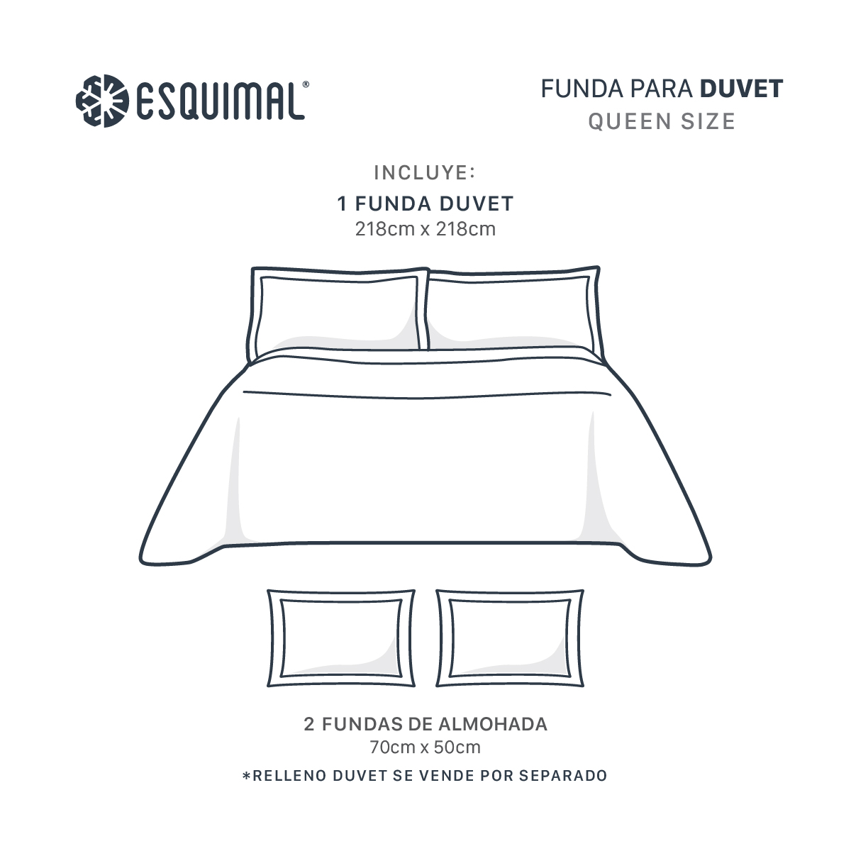 Foto 5 pulgar | Funda de Duvet con Pompones Sin Relleno + Fundas de Almohada Esquimal Queen Size Gris Claro