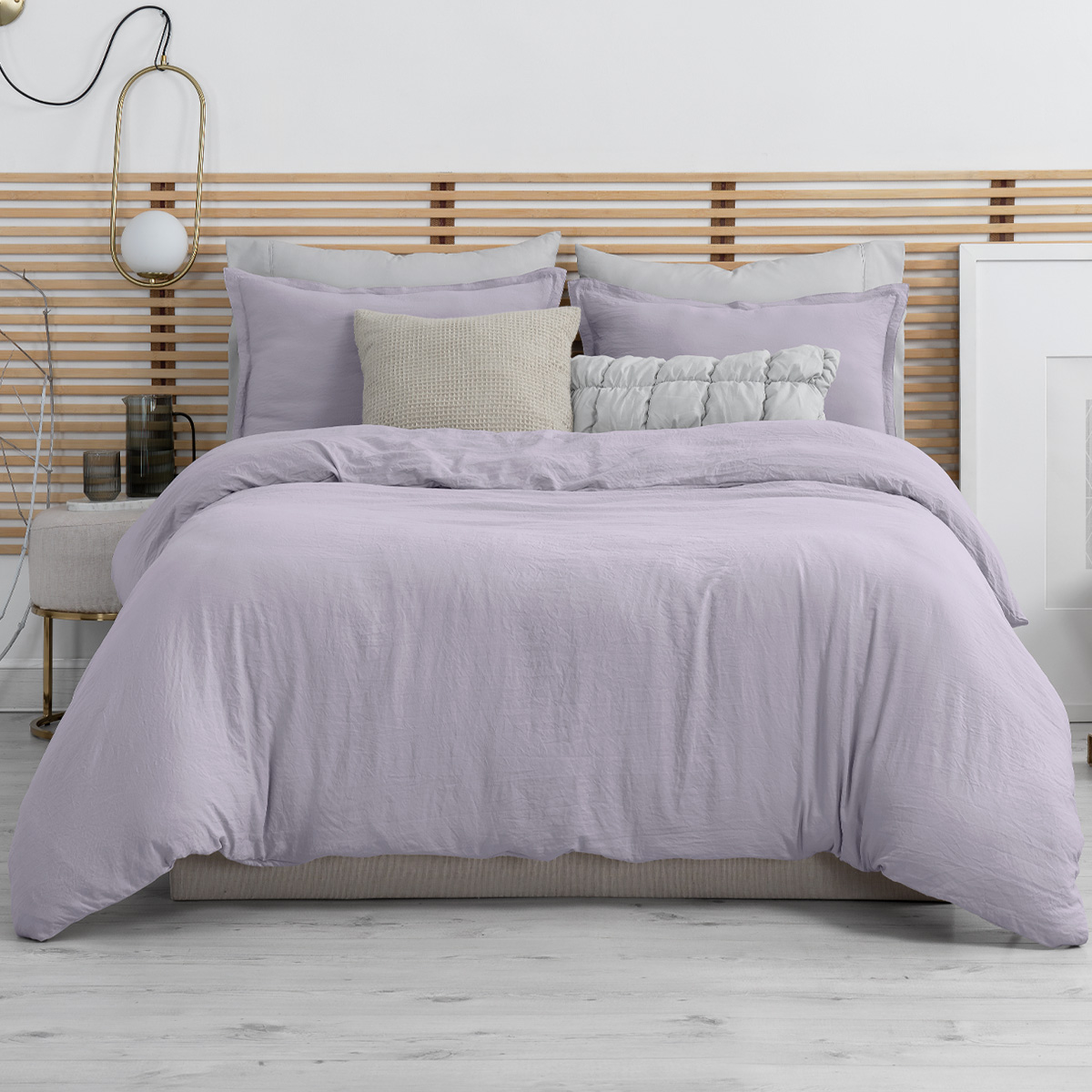 Funda de Duvet Sin Relleno + Fundas de Almohada Esquimal King Size Lila Tipo Lino