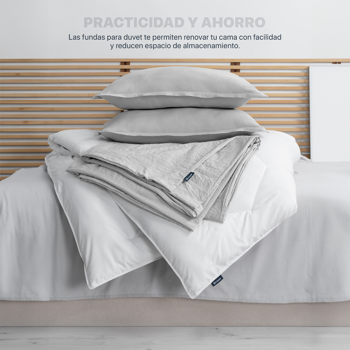 Foto 3 pulgar | Funda de Duvet Sin Relleno + Fundas de Almohada Esquimal Matrimonial Gris Claro Tipo Lino