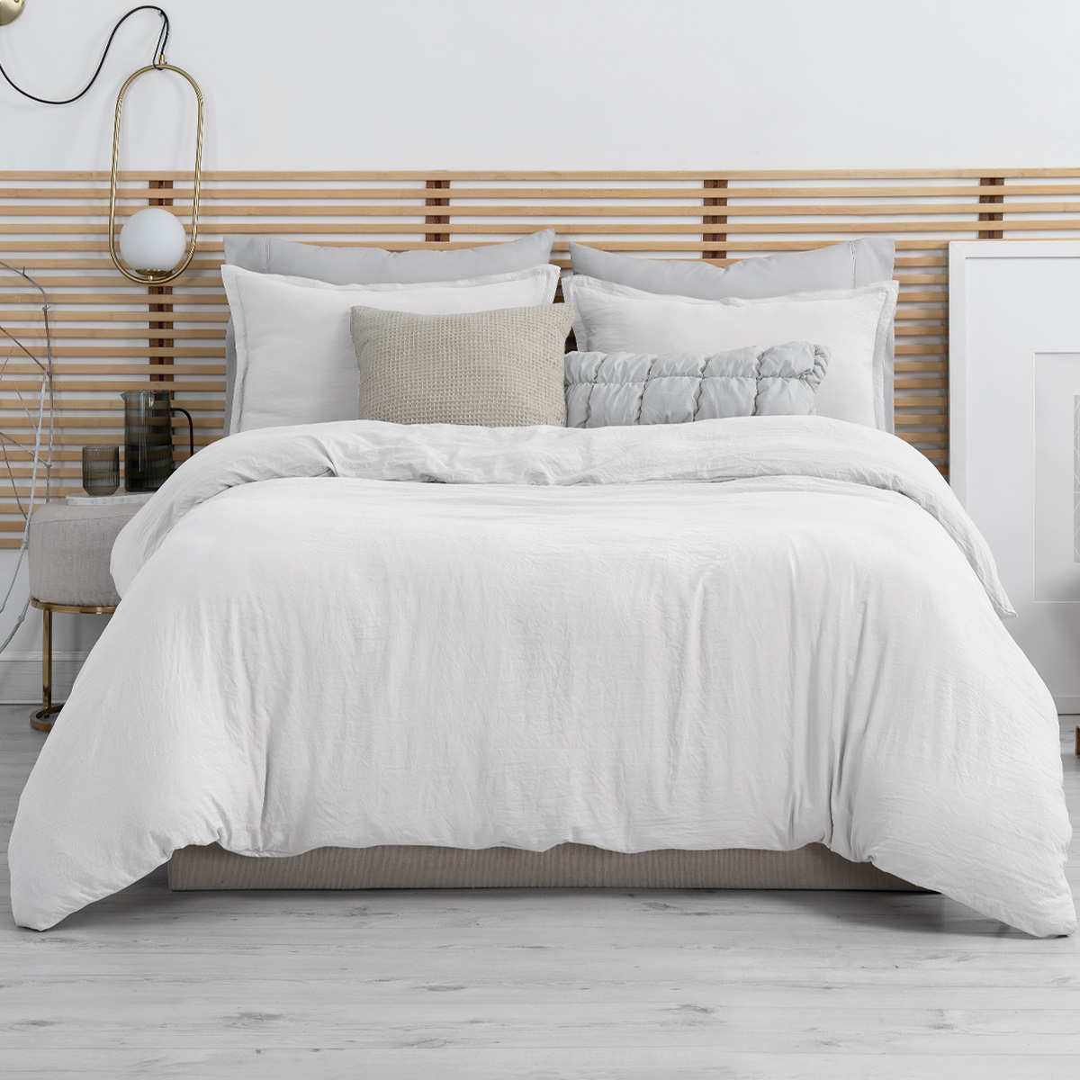 Funda de Duvet Sin Relleno + Funda de Almohada Esquimal Individual Blanco Tipo Lino