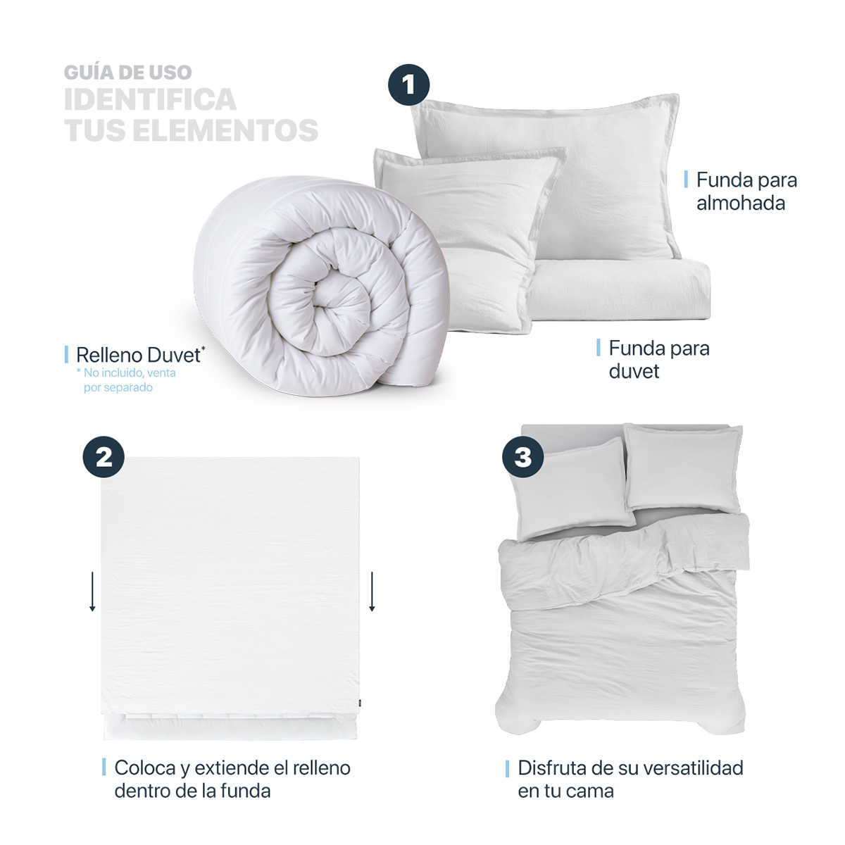 Foto 6 pulgar | Funda de Duvet Sin Relleno + Funda de Almohada Esquimal Individual Blanco Tipo Lino