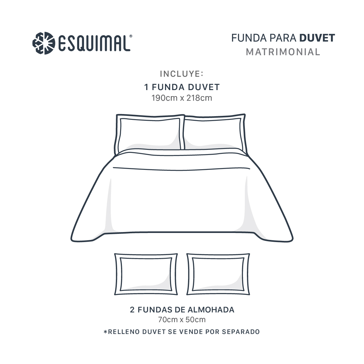 Foto 5 pulgar | Juego de Edredón Esquimal Duvet y Fundas de Almohada Matrimonial Negro