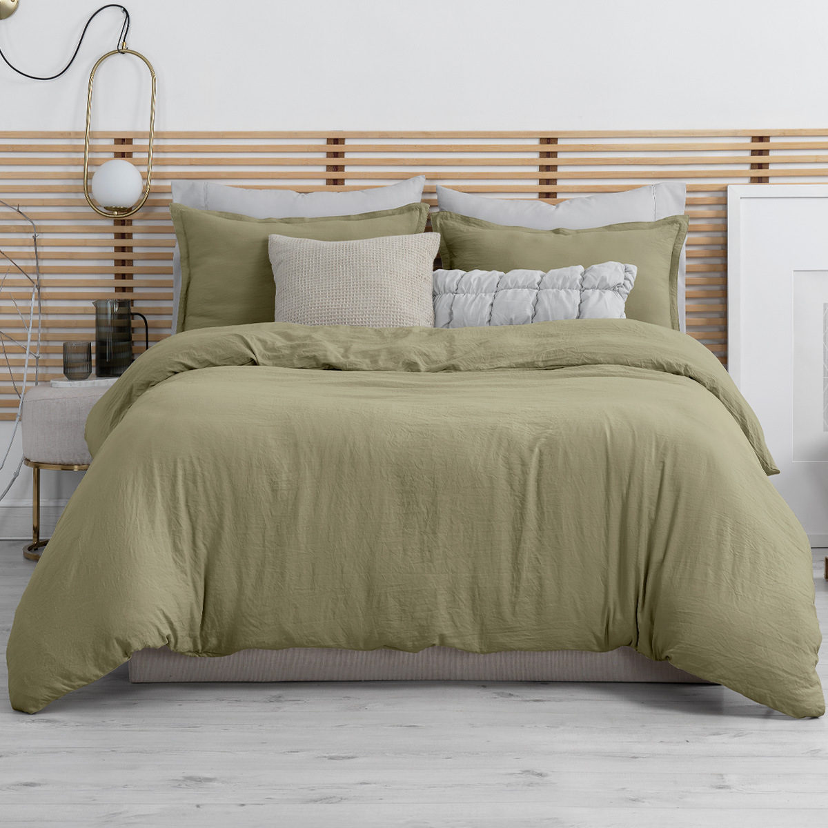 Funda de Duvet Sin Relleno + Funda de Almohada Esquimal Individual Verde Tipo Lino