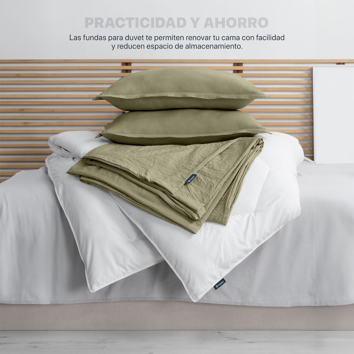 Foto 2 | Funda de Duvet Sin Relleno + Funda de Almohada Esquimal Individual Verde Tipo Lino