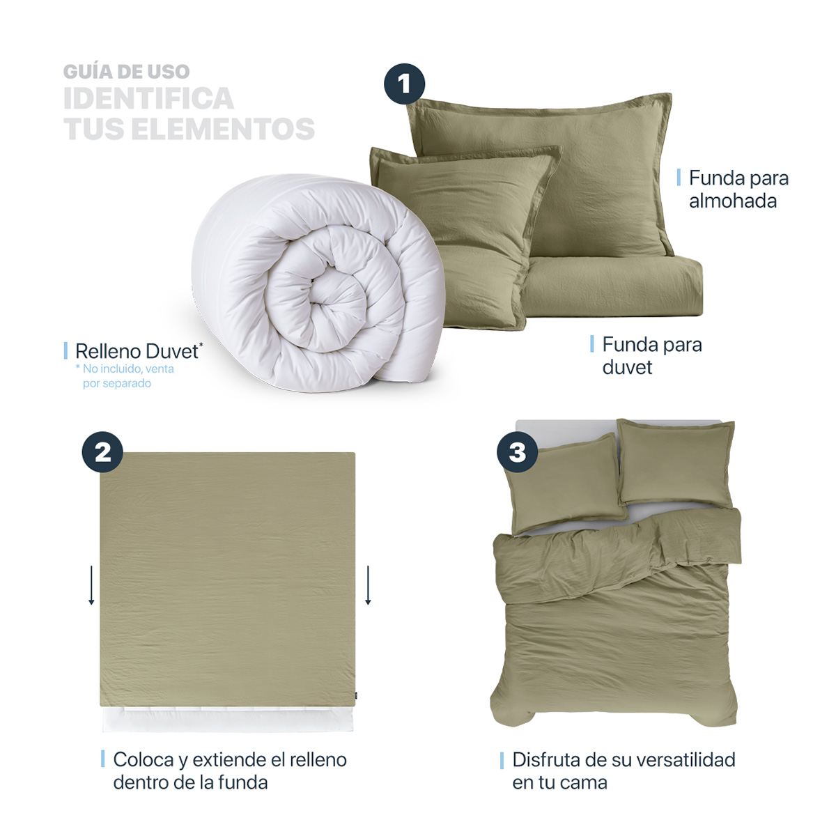 Foto 6 pulgar | Funda de Duvet Sin Relleno + Funda de Almohada Esquimal Individual Verde Tipo Lino