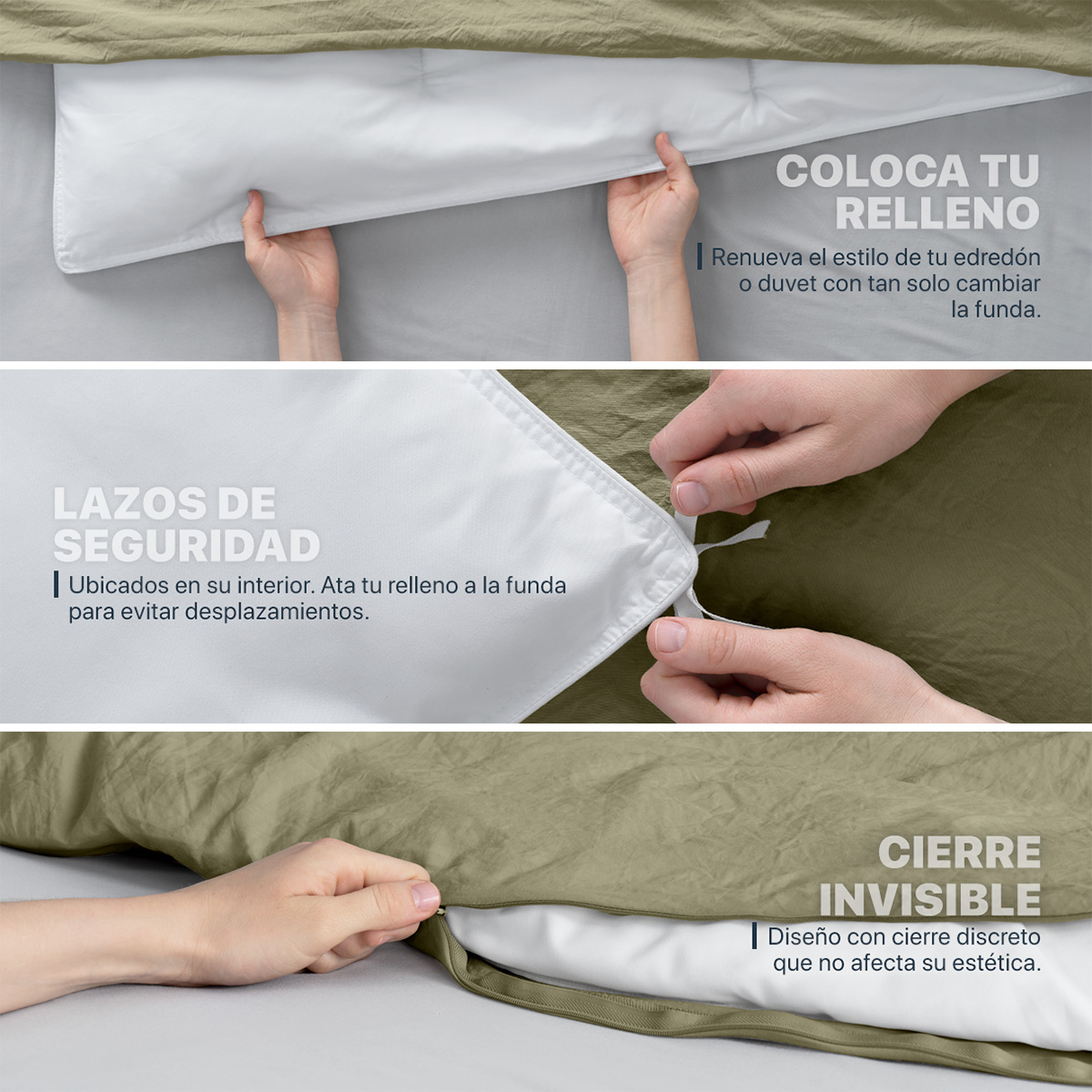 Foto 7 pulgar | Funda de Duvet Sin Relleno + Funda de Almohada Esquimal Individual Verde Tipo Lino