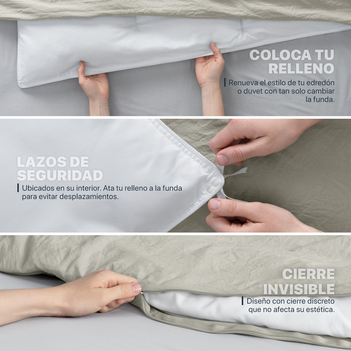Foto 7 pulgar | Funda de Duvet Sin Relleno + Fundas de Almohada Esquimal Matrimonial Xl Beige Tipo Lino