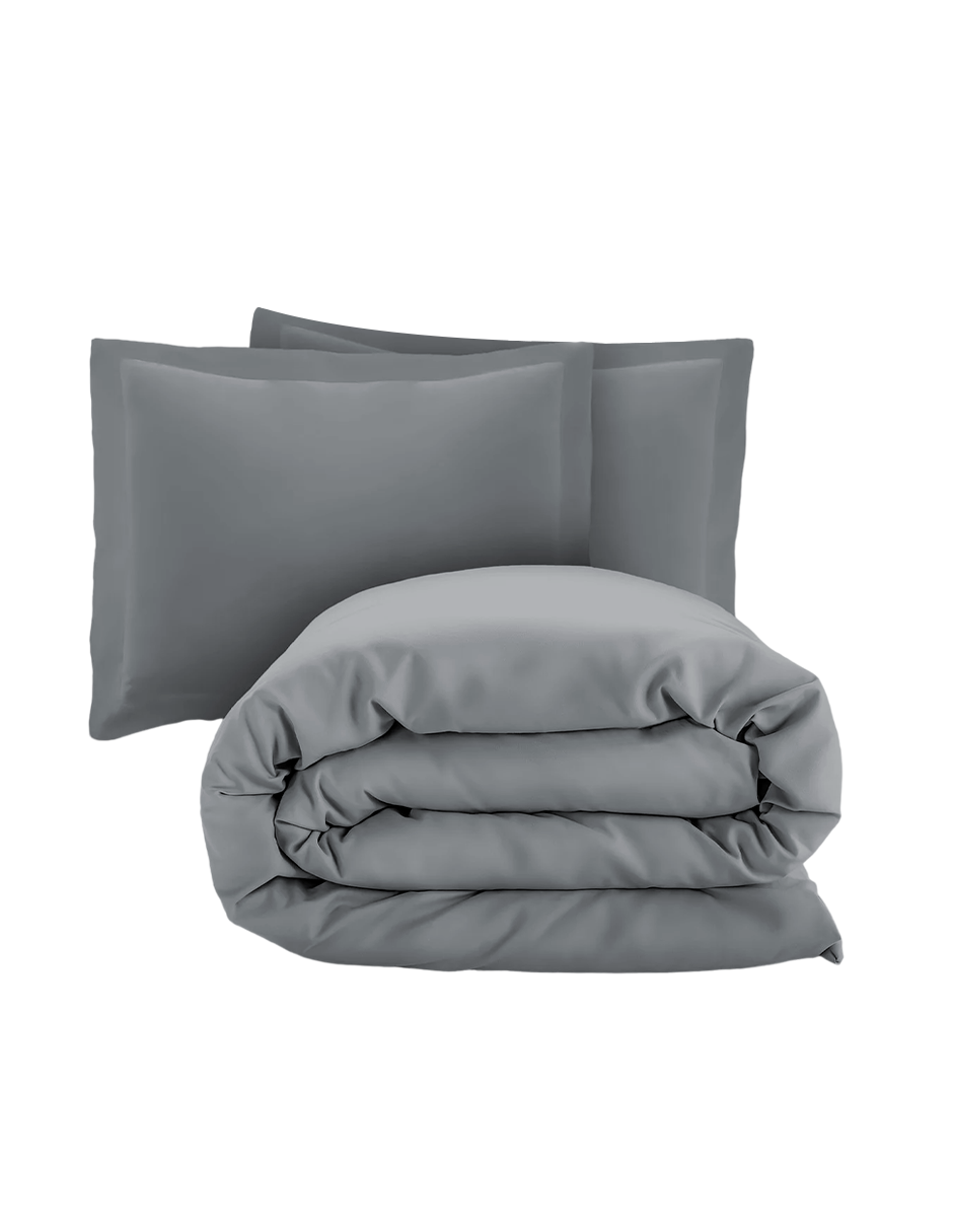 Foto 2 pulgar | Juego de Funda Bluelander Duvet Para Edredon Matrimonial Gris