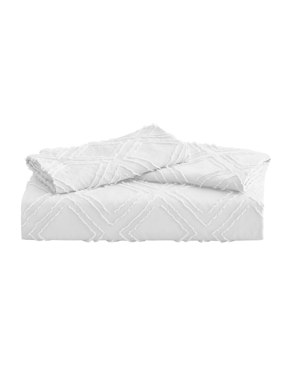 Foto 2 pulgar | Juego de Funda Bluelander Duvet para Edredon Individual Blanco Rombos