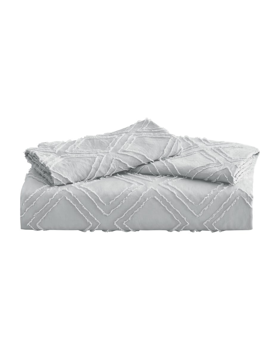 Juego De Funda Duvet Para Edredon Individual Gris Rombos Bluelander $419