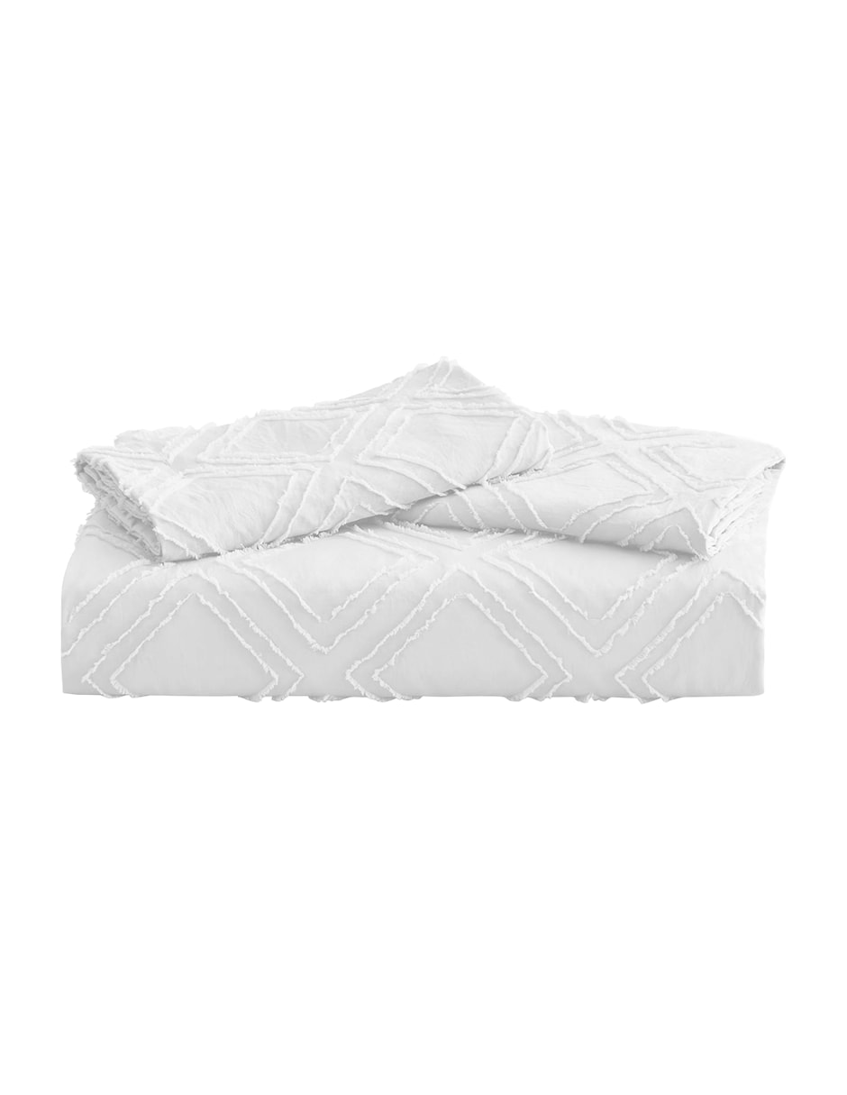 Juego De Funda Duvet Para Edredon Matrimonial Rombos Blanco Bluelander $439