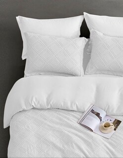 Foto 3 | Juego De Funda Duvet Para Edredon Matrimonial Rombos Blanco Bluelander