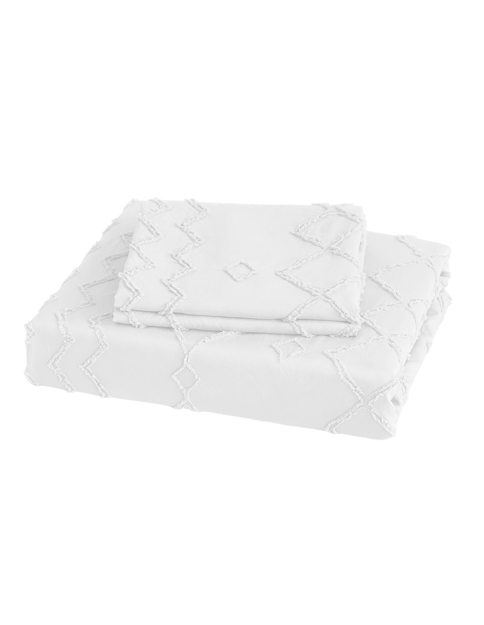 Juego De Funda Duvet Para Edredon Individual Lineas Blanco Bluelander