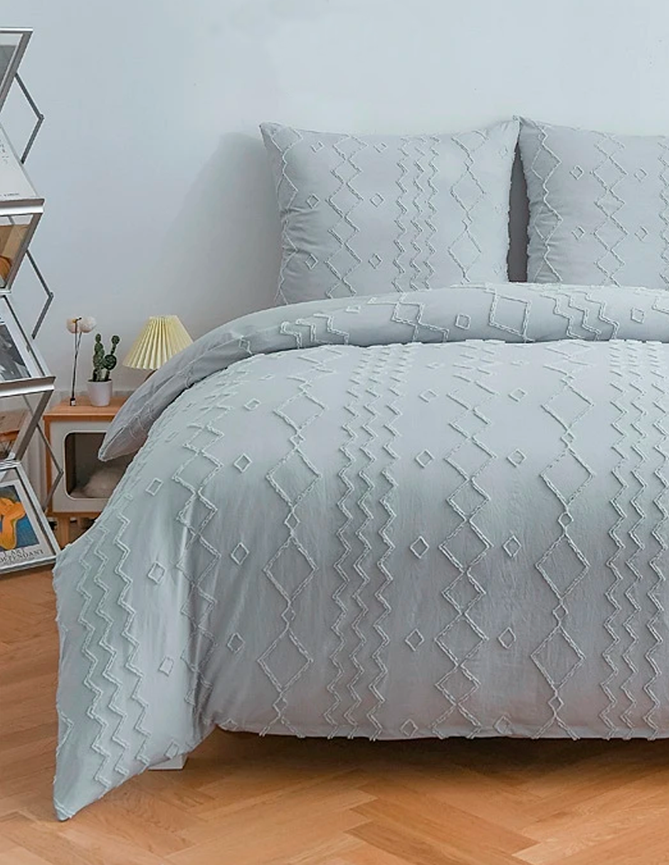 Foto 3 pulgar | Juego De Funda Duvet Para Edredon Individual Lineas Gris Bluelander