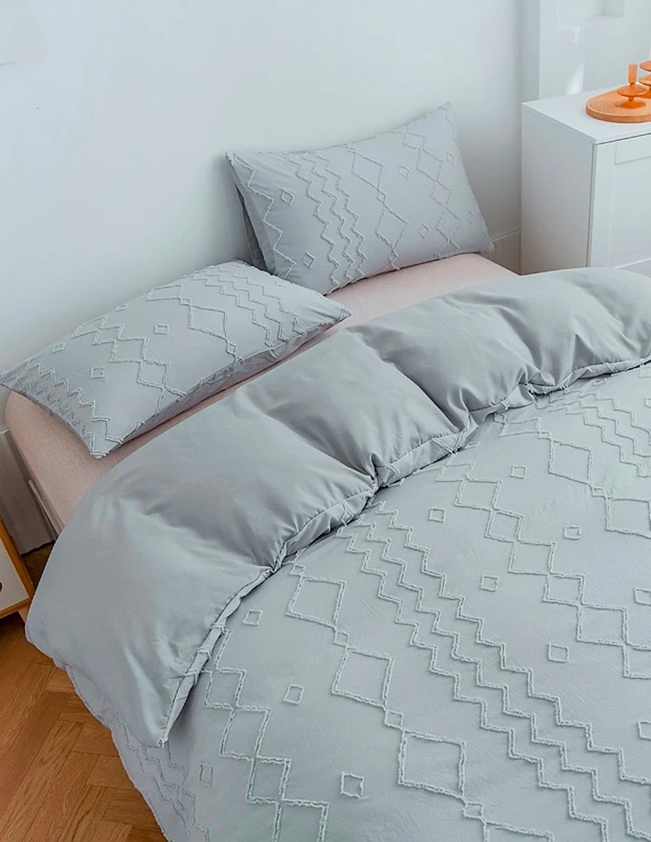 Foto 4 pulgar | Juego De Funda Duvet Para Edredon Individual Lineas Gris Bluelander