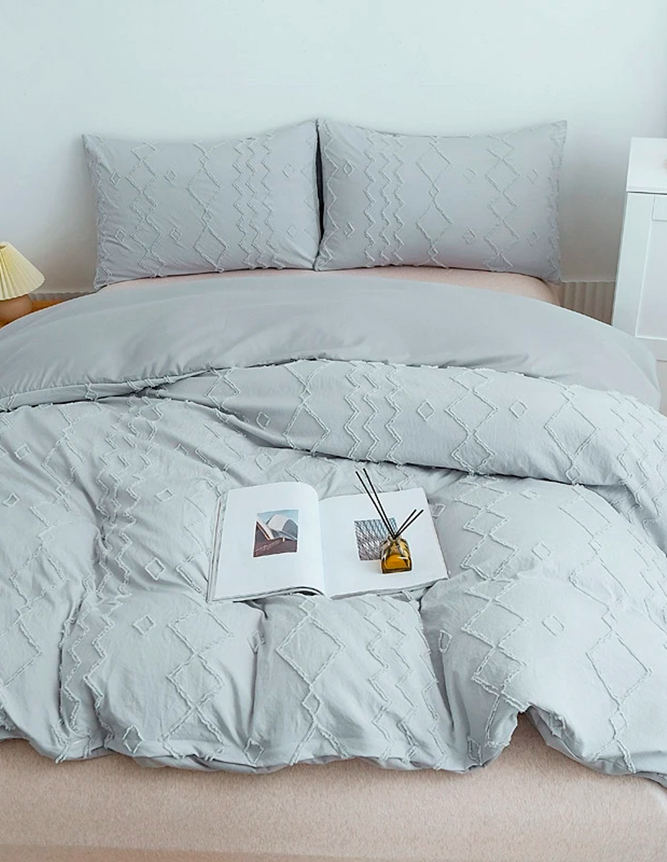 Foto 5 pulgar | Juego De Funda Duvet Para Edredon Individual Lineas Gris Bluelander