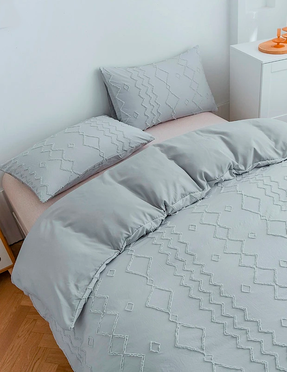 Foto 4 pulgar | Juego De Funda Duvet Para Edredon Matrimonial Gris Lineas Bluelander