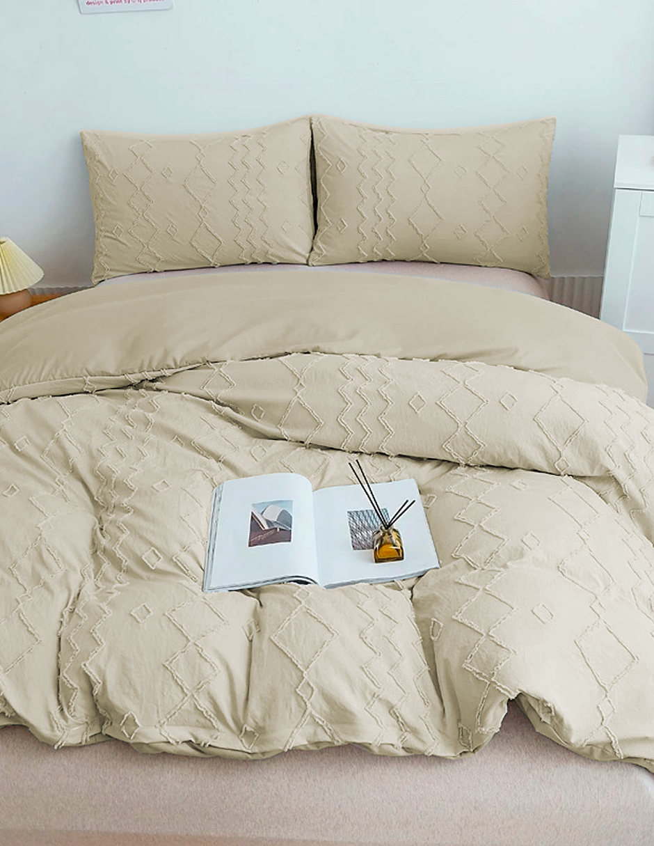 Foto 4 | Juego De Funda Duvet Para Edredon Matrimonial Beige Lineas Bluelander