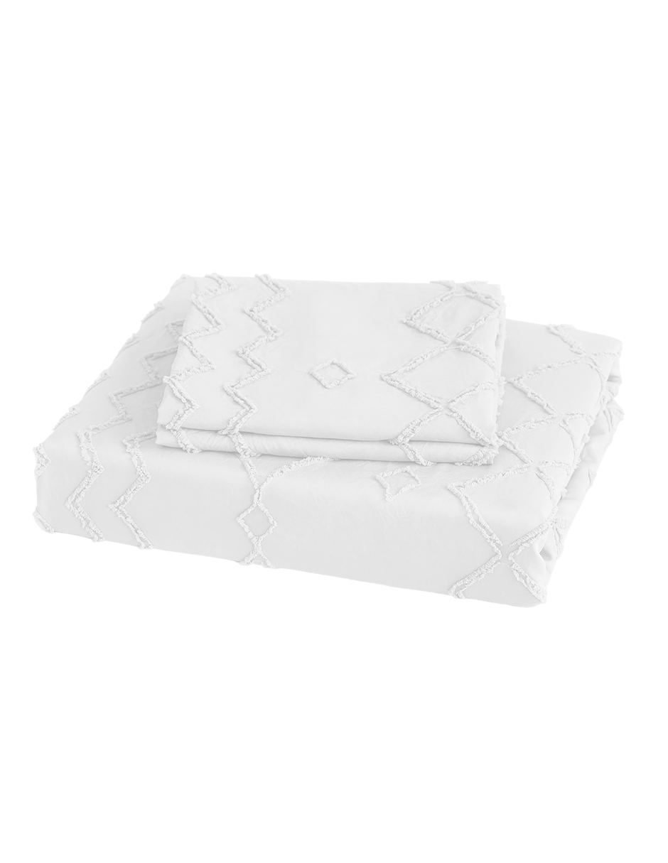 Foto 2 pulgar | Juego De Funda Duvet Para Edredon Matrimonial Blanco Lineas Bluelander