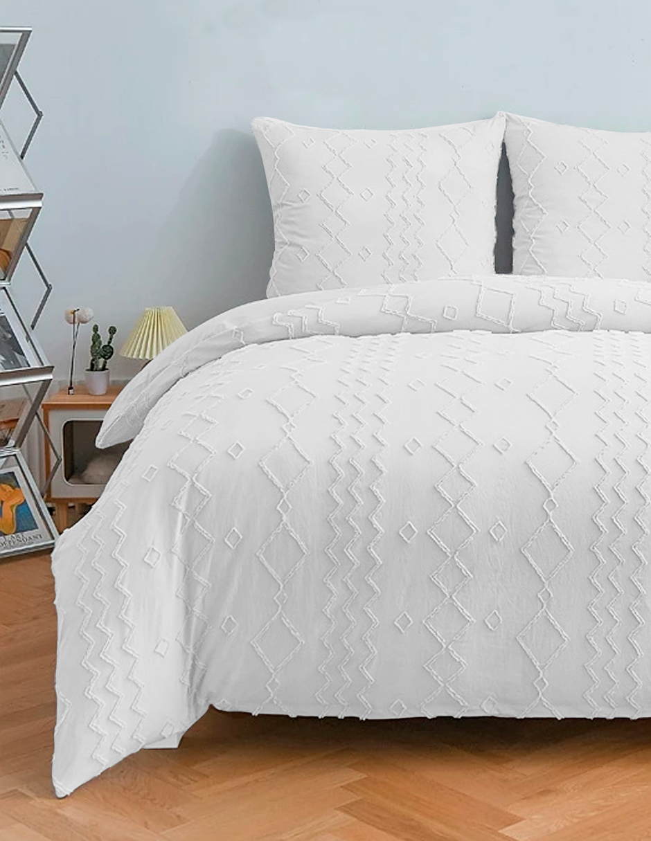 Foto 3 pulgar | Juego De Funda Duvet Para Edredon Matrimonial Blanco Lineas Bluelander